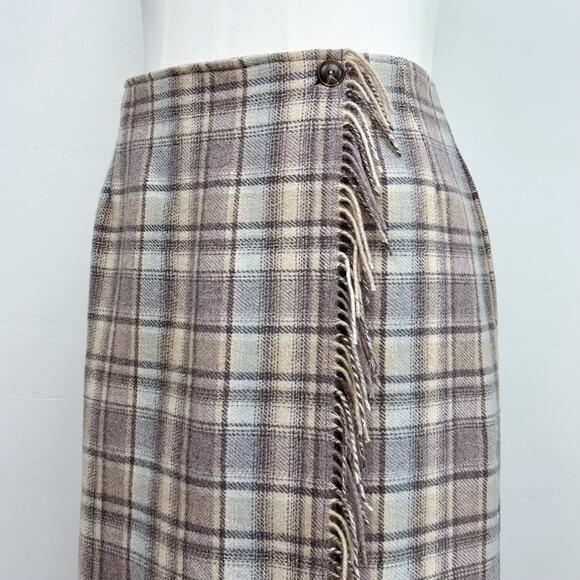 Woolrich Plaid Midi Skirt in Brown and Cream - Picture 3 of 6